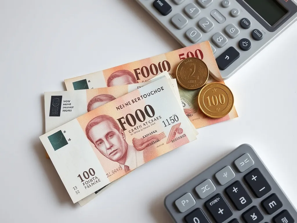 Professional close-up of Hungarian Forint banknotes and Euro