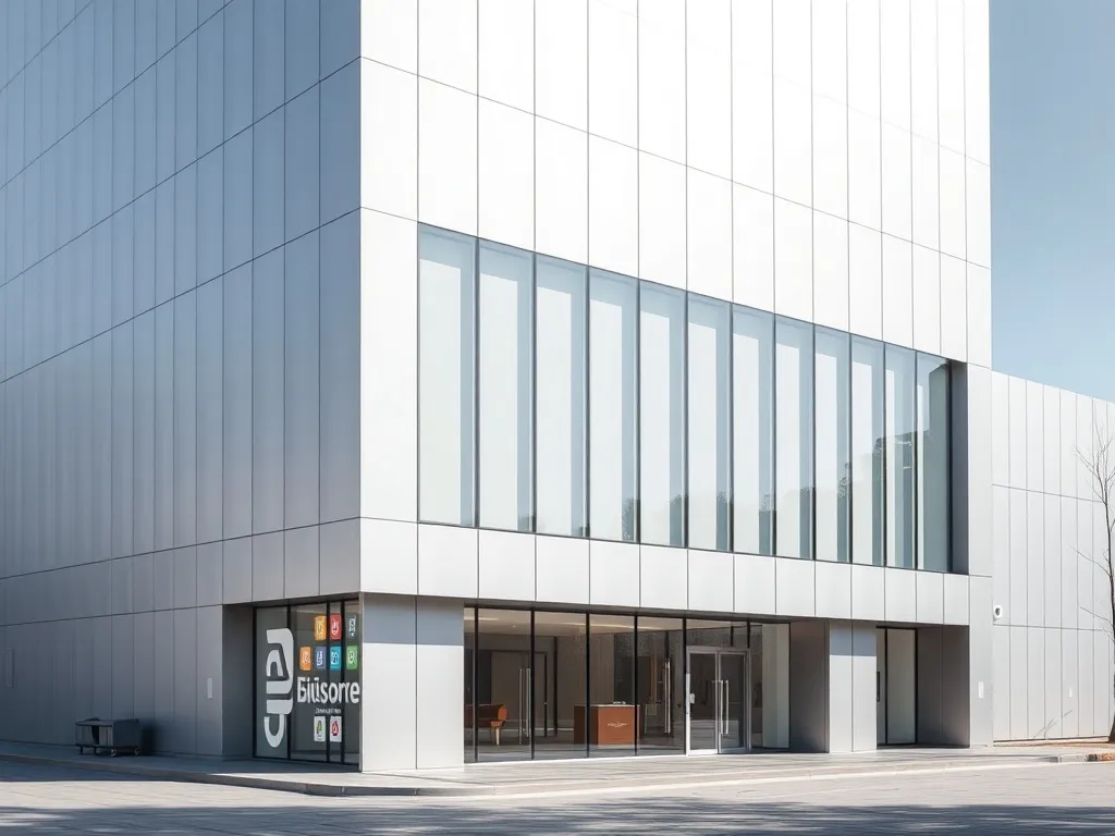 A minimalist architectural photo of a modern bank building i
